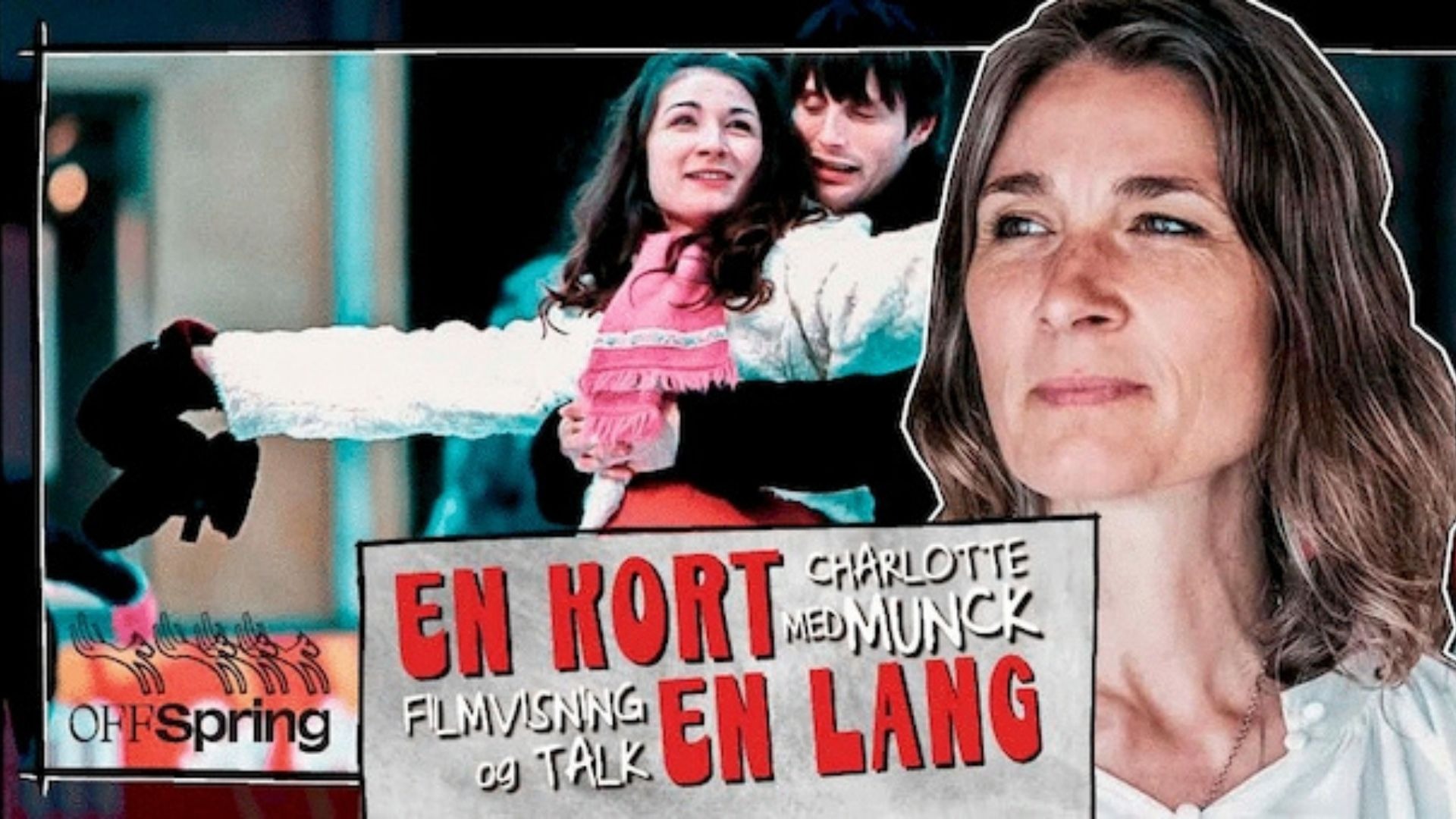 Event plakat med en kort en lang og charlotte munck