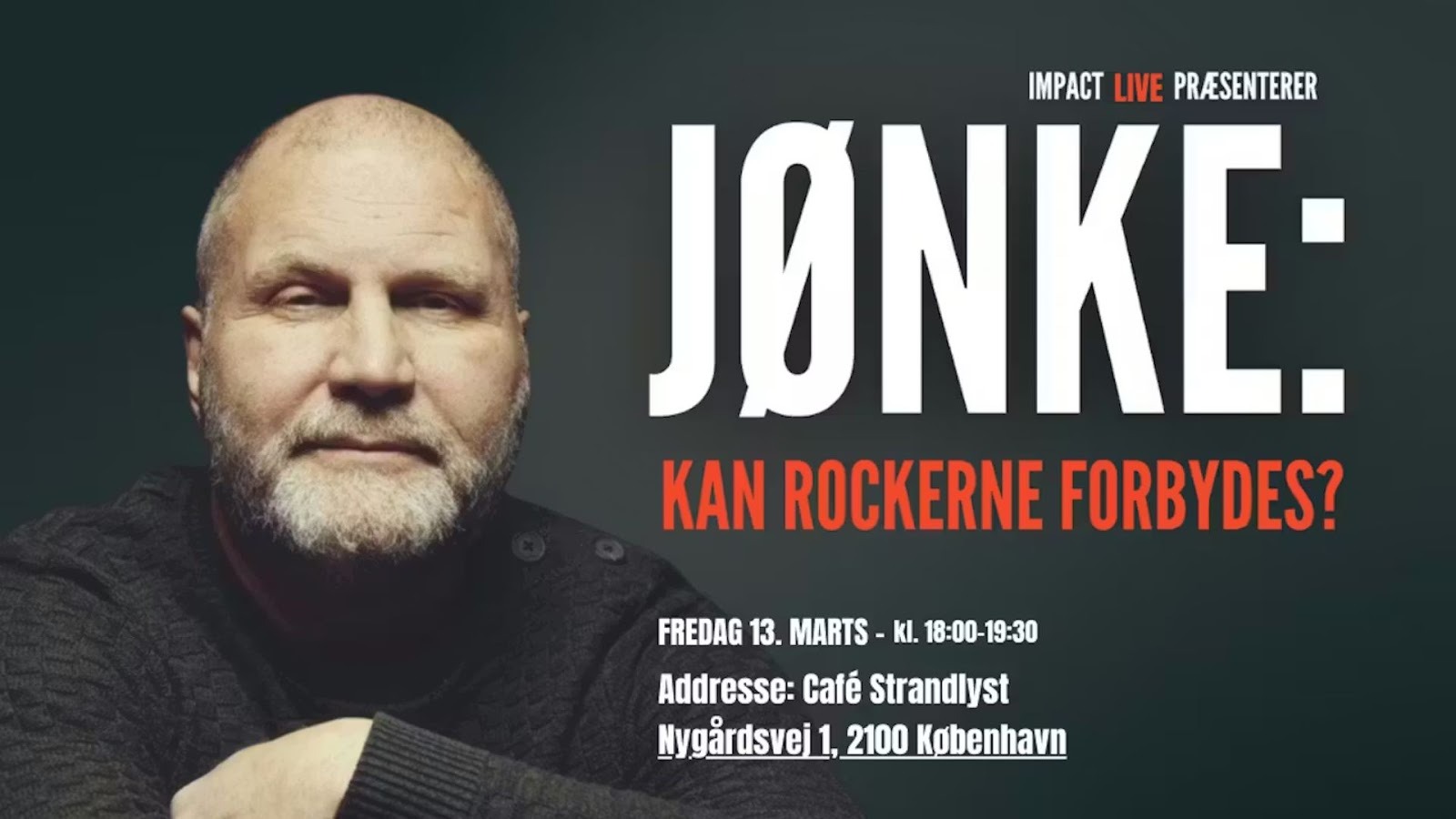 Plakat til foredrag med portræt af Jønke