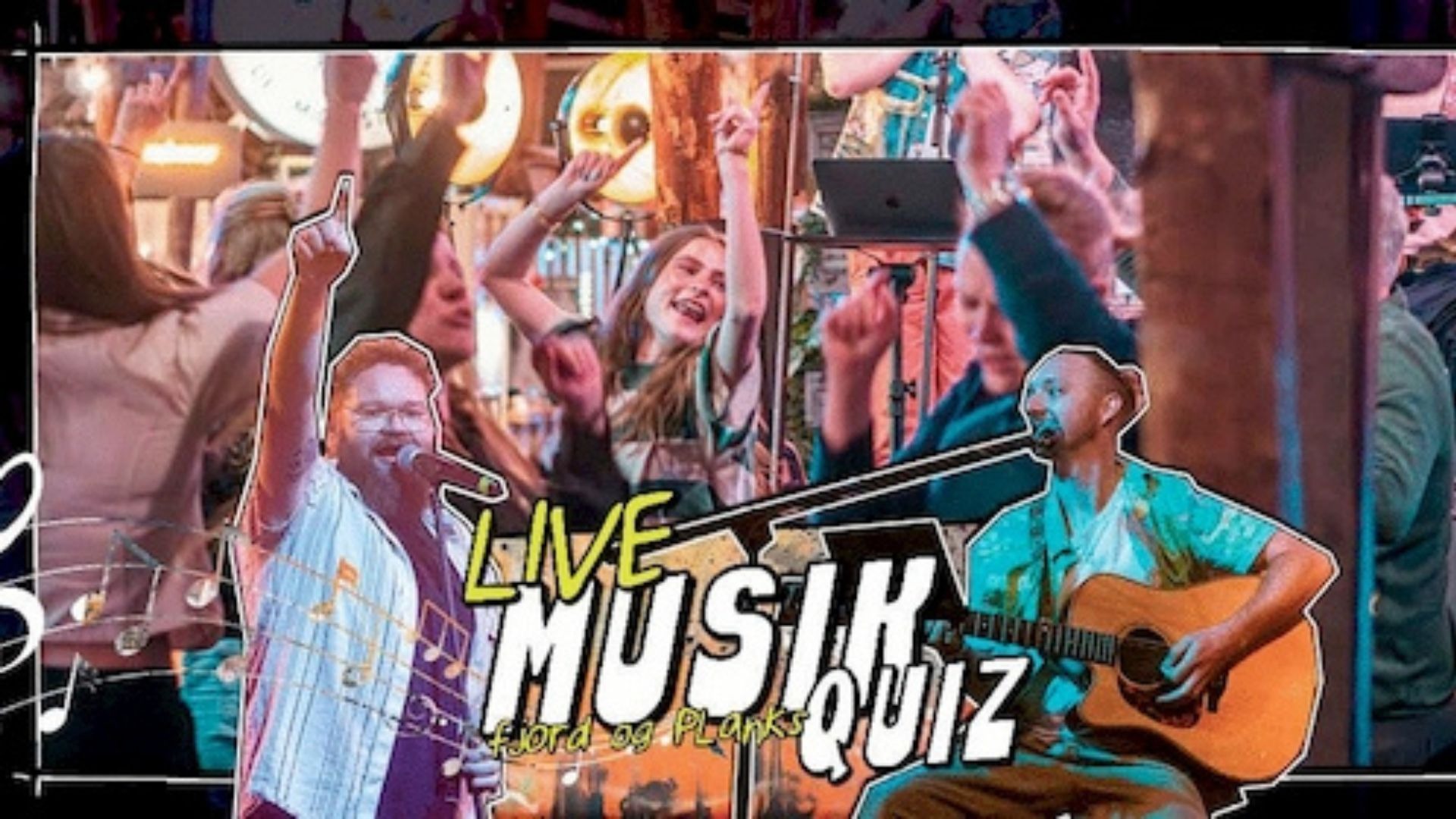 Et band der spiller musik og folk der danser i baggrunden