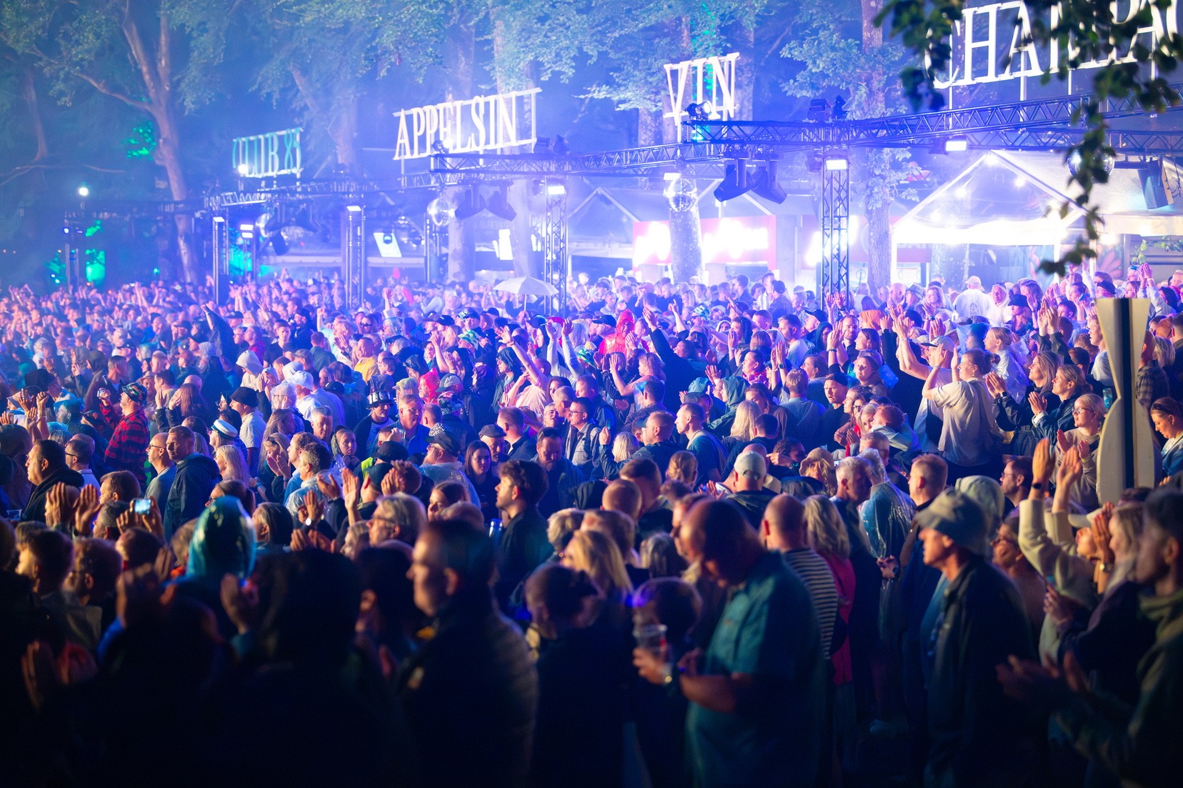 Publikum til koncert foran scenen til Nibe Festival