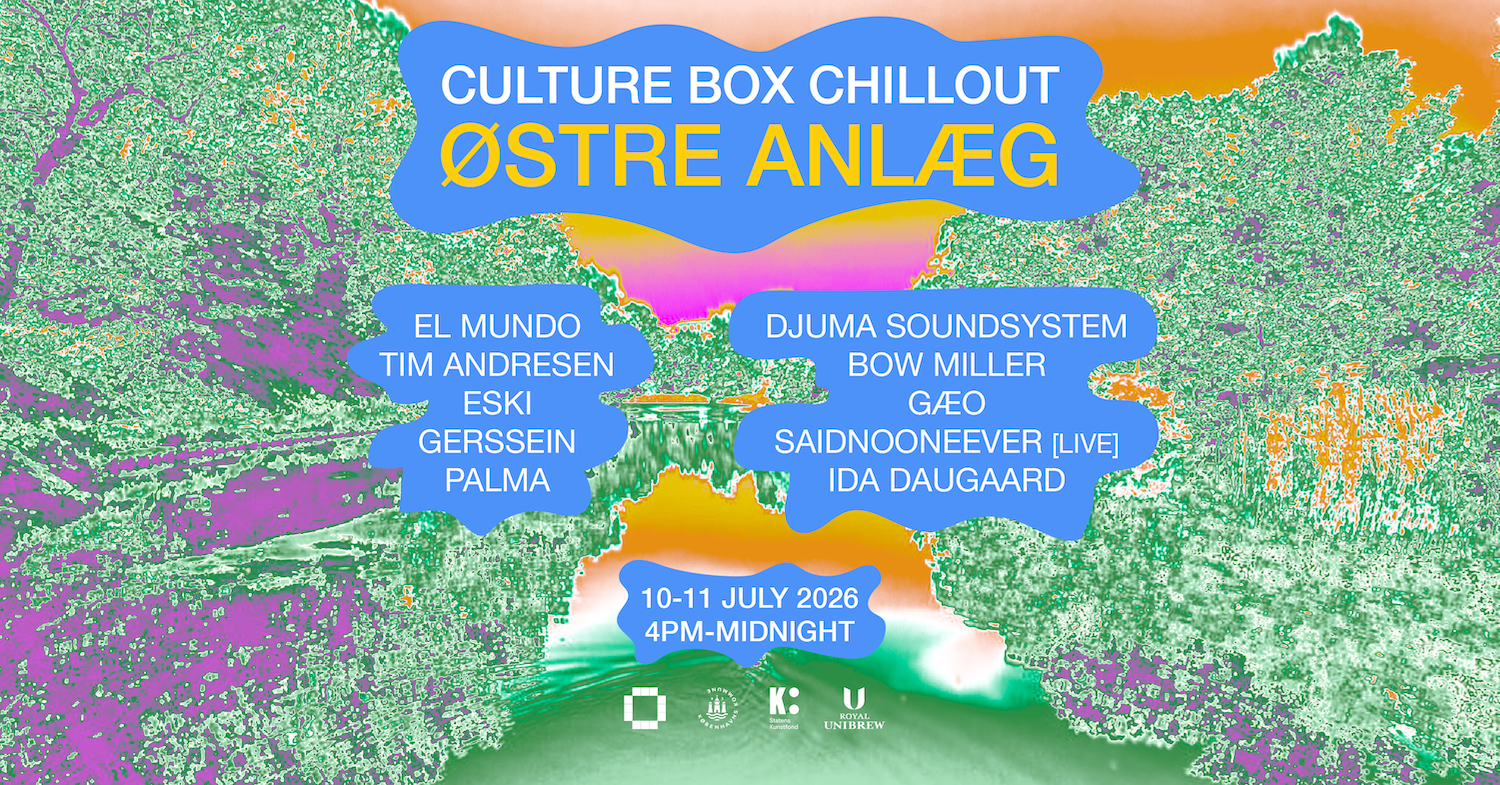 Culture Box Chillout 2026 byder på to dages downtempo elektronisk musik i Østre Anlæg i København 10.-11. juli - med gratis yoga, street food og bar.