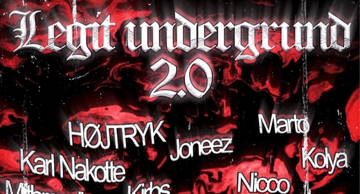 LegitUndergrund 2.0 samler hele undergrunden på KraftWerket i Valby lørdag den 15. august 2026 med rap, trap og dubstep. Opdag ny musik til 80 kr. Se billetter.