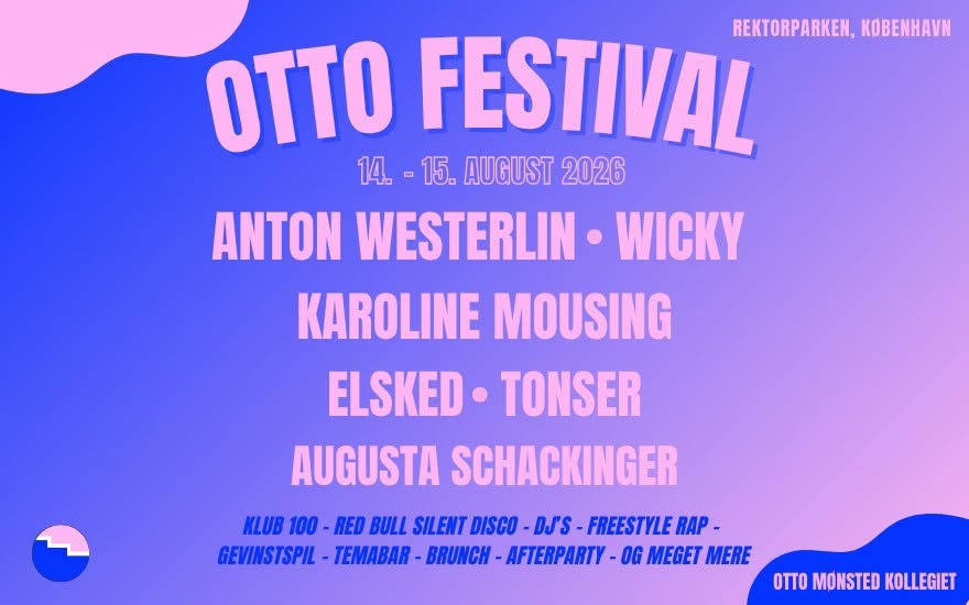 Otto Festival 2026 er kollegiefestivalen i Carlsbergbyen den 14.-15. august med koncerter, kolde øl, sol og sjove events for studerende. Se billetter.