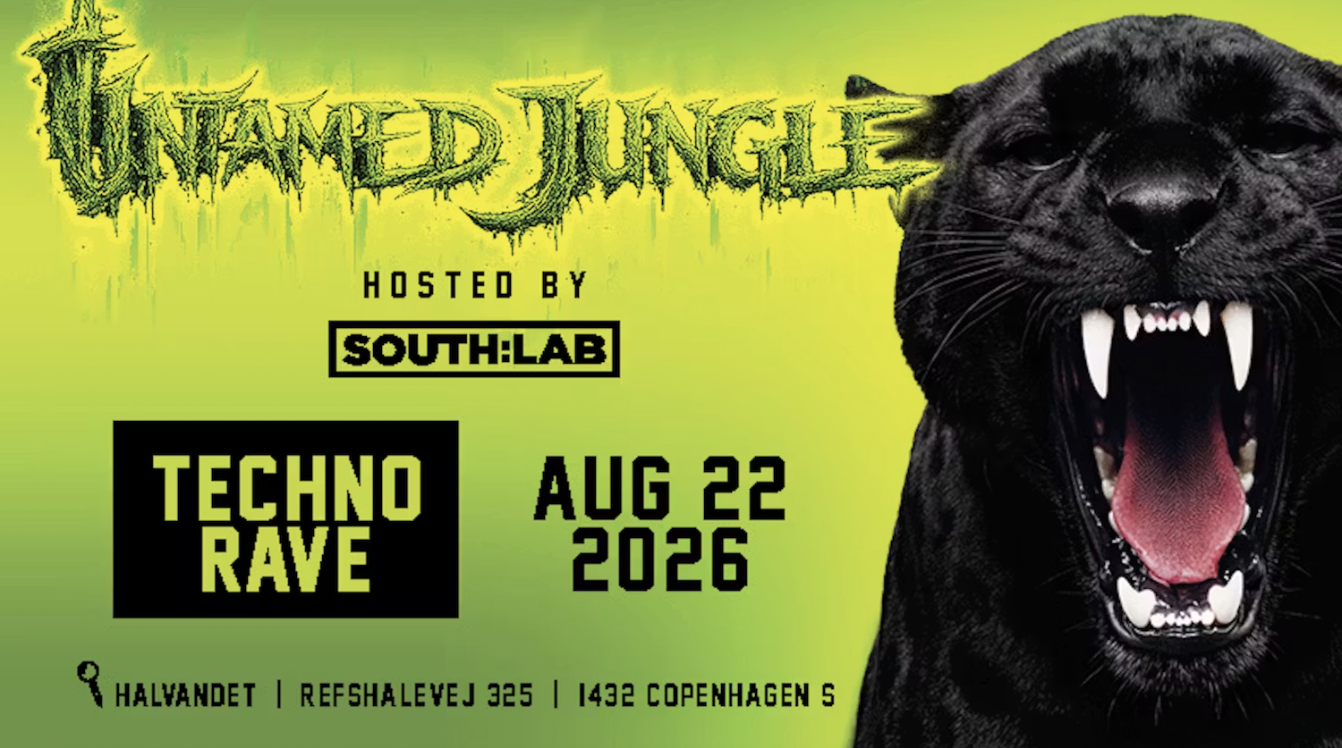 Untamed Jungle indtager Halvandet på Refshaleøen lørdag den 22. august 2026 med tre scener, 12 danske DJs og techno til kl. 05. Se billetter og praktisk info.