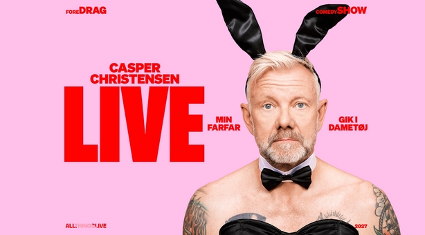 Casper Christensen vender tilbage til scenen med Min farfar gik i dametøj. 32 shows fra marts til juni 2027. Se alle datoer og hvad der er udsolgt.
