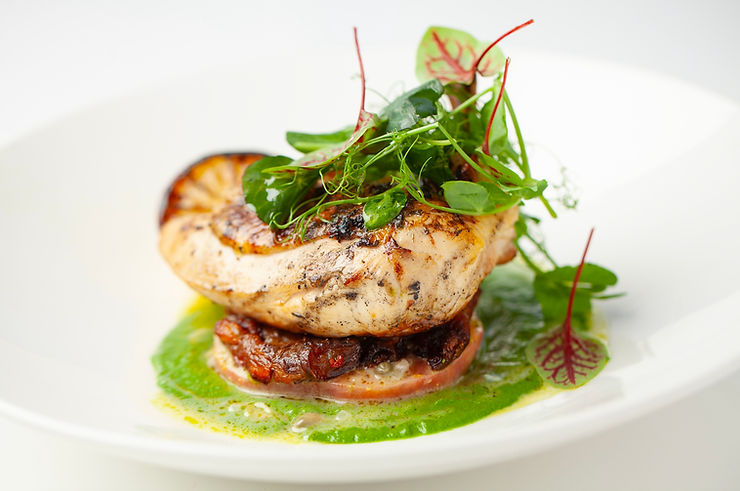 Plated food at a catered wedding