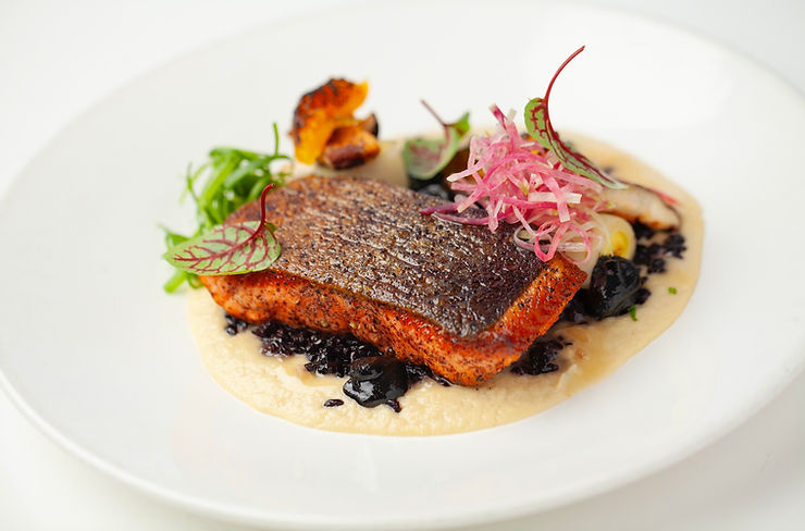 Plated salmon popular with dinner catering 