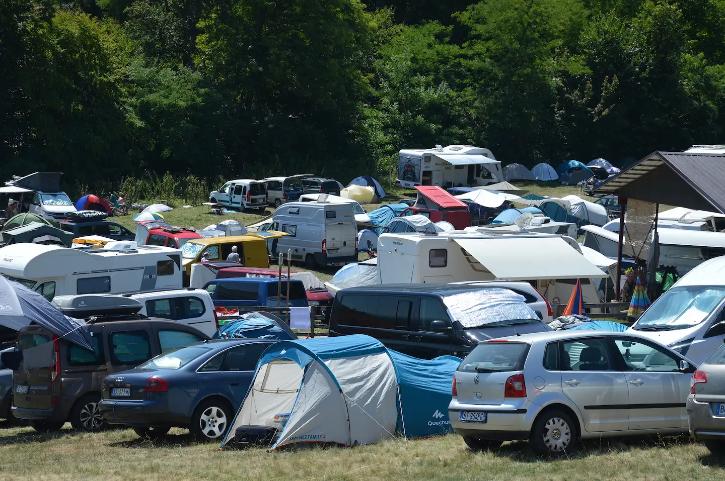 Camping at Guča trumpet festival;