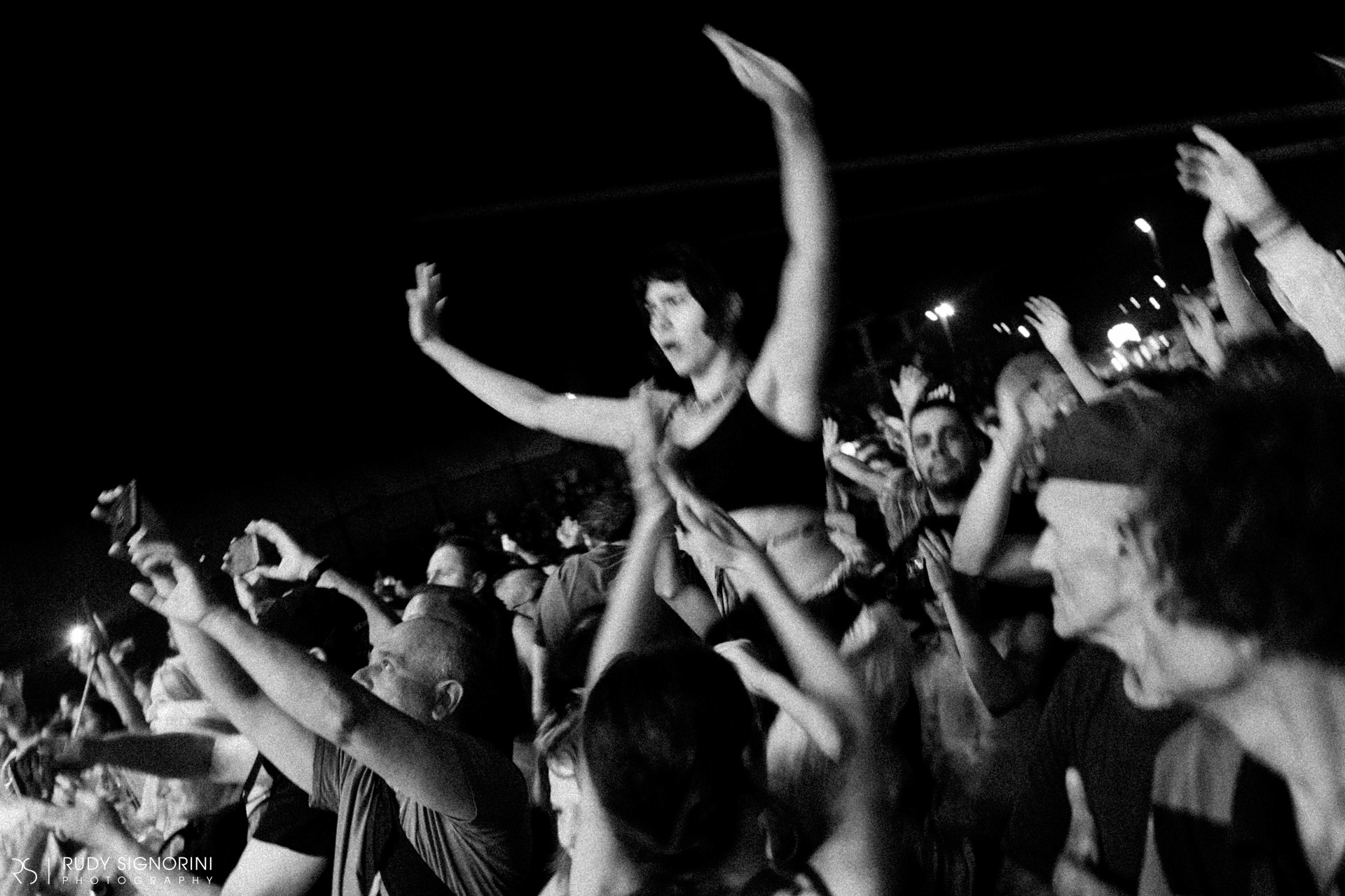 Crowd celebrating at Guča Trumpet Festival, Dragačevo, Serbia