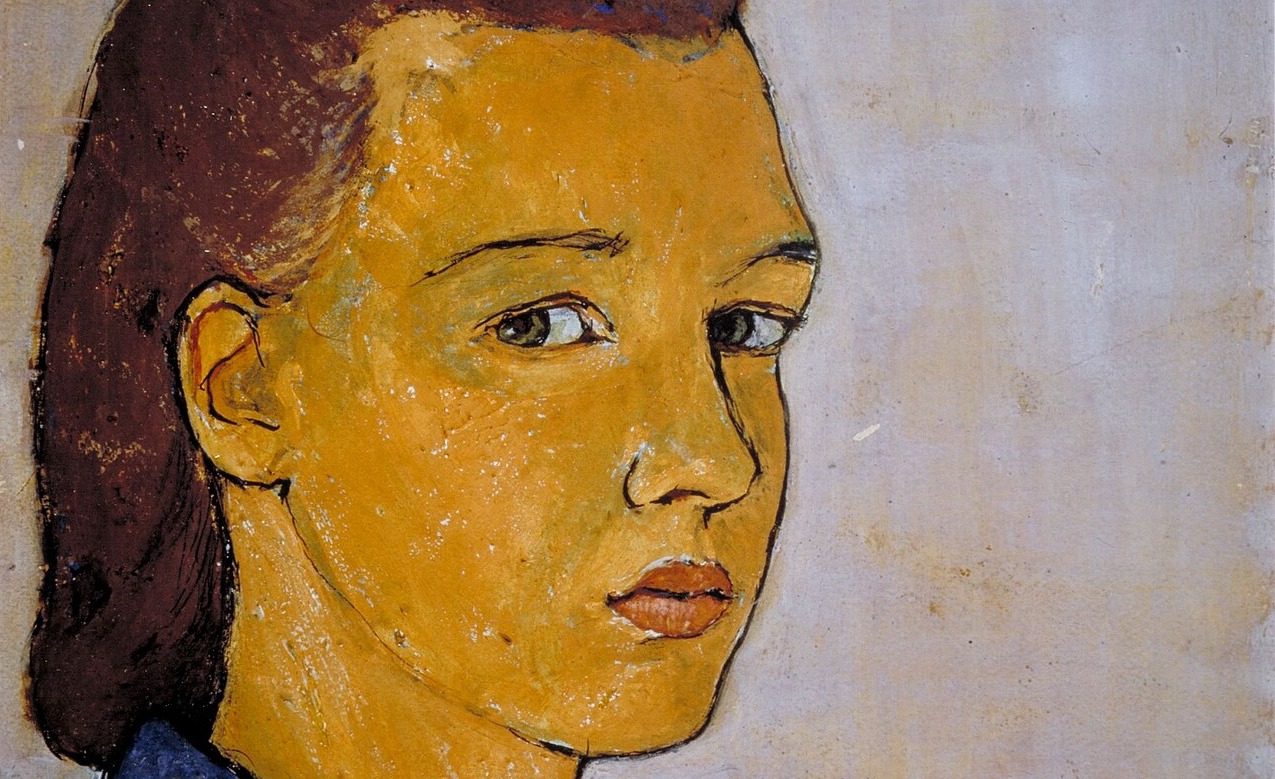 Auto-retrato, Charlotte Salomon, 1940. Gouache sobre cartão.