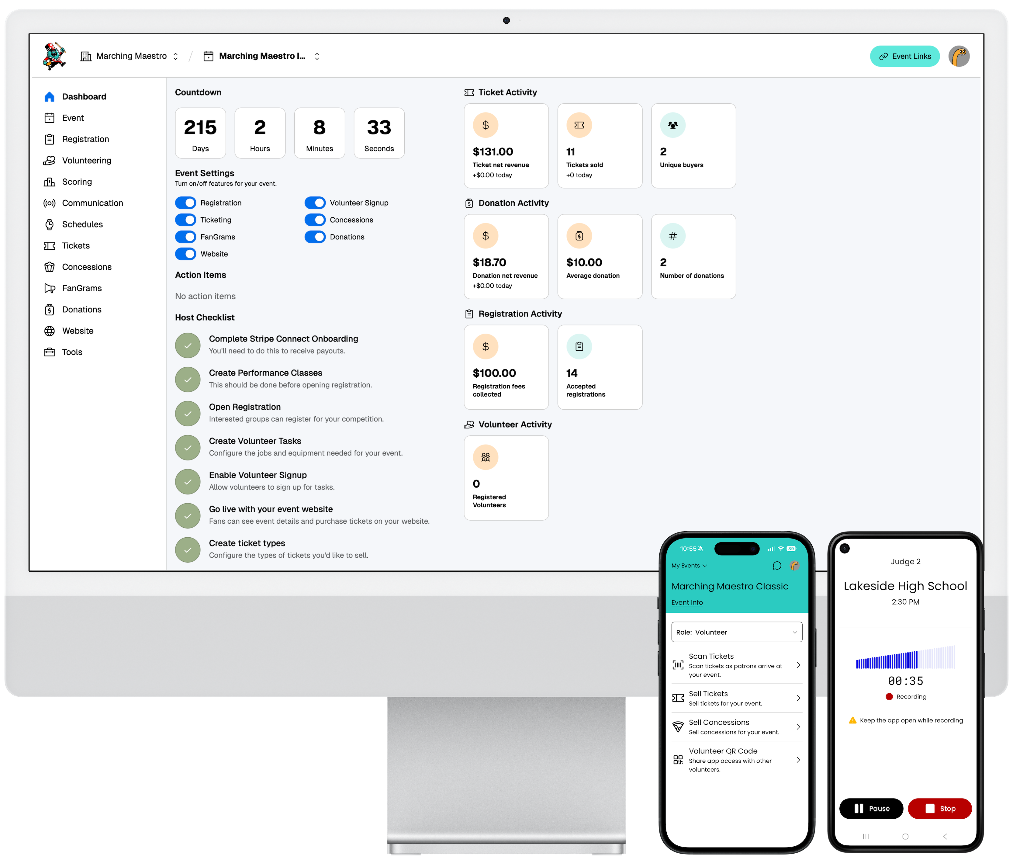 Marching Maestro host dashboard