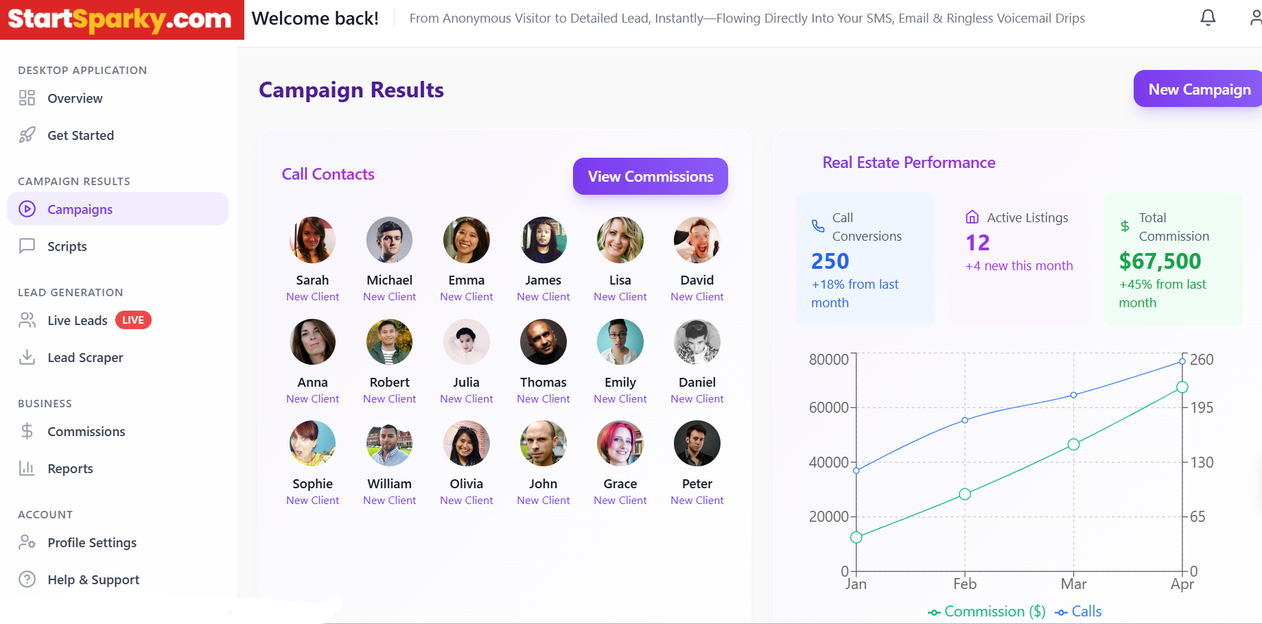 StartSparky Campaign Dashboard - Advanced campaign management and analytics