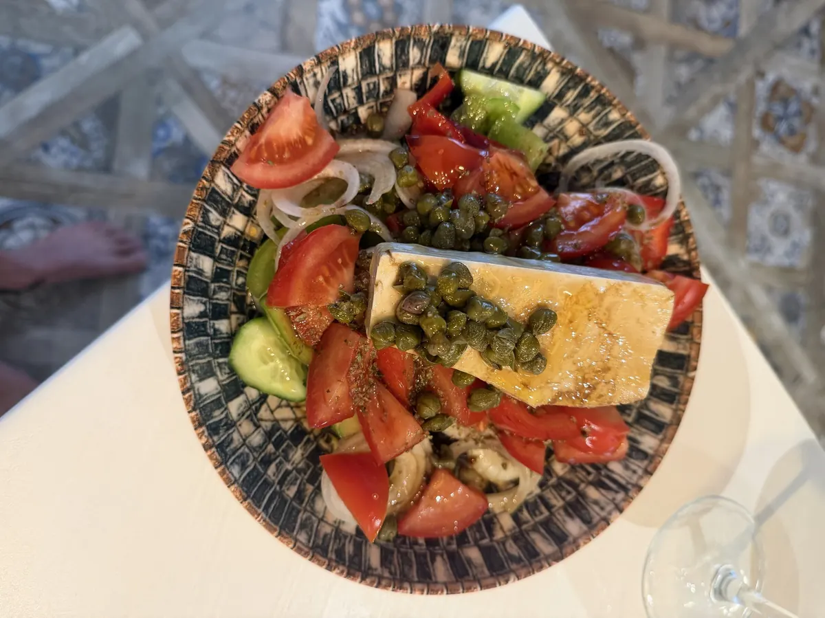 A bowl of vibrant, locally sourced Greek cooking served at the retreat