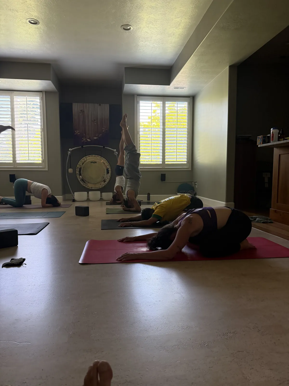 Students resting in child's pose at the YogaSoul shala