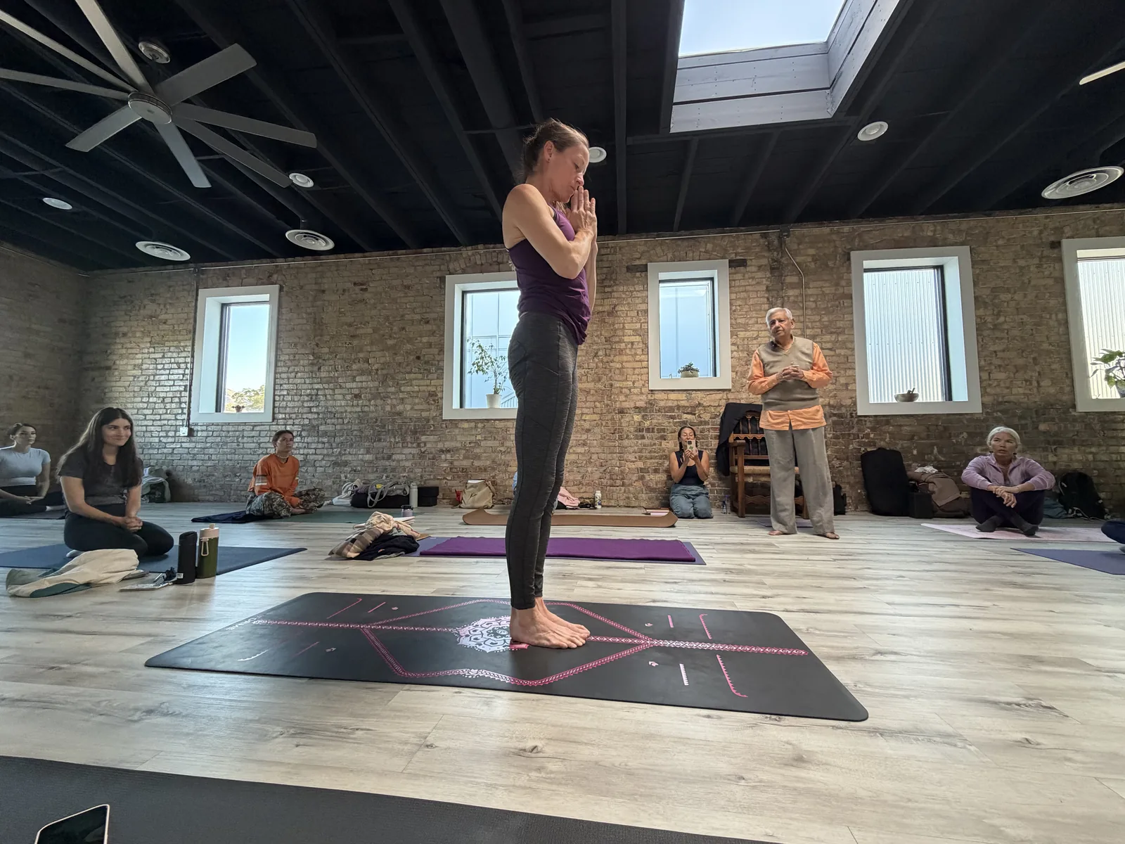 Rachel Cieslewicz demonstrating for Srivatsa Ramaswami during the 2025 Vinyasa Krama intensive in Salt Lake City