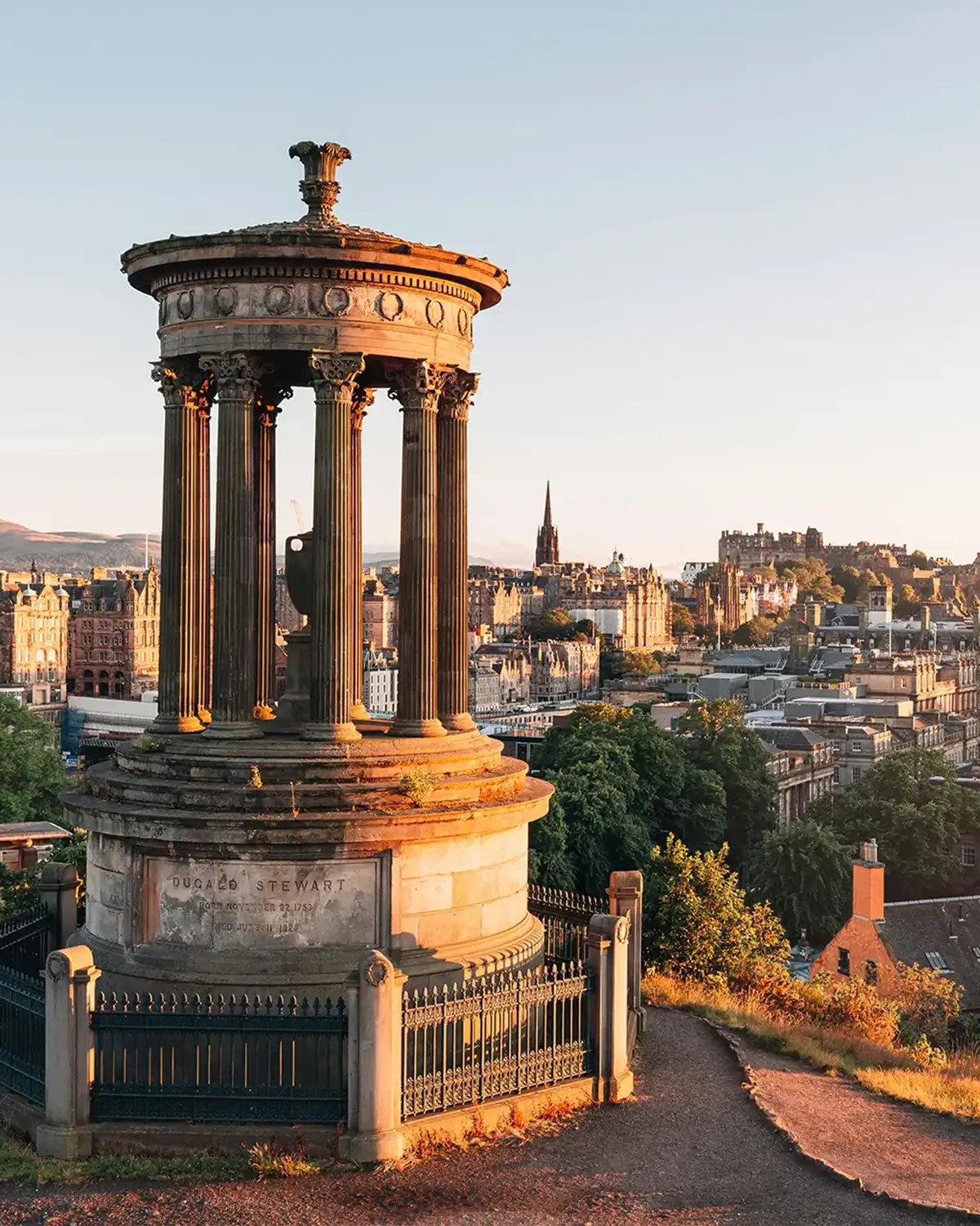 Calton Hill viewpoint overlooking Edinburgh, Scotland