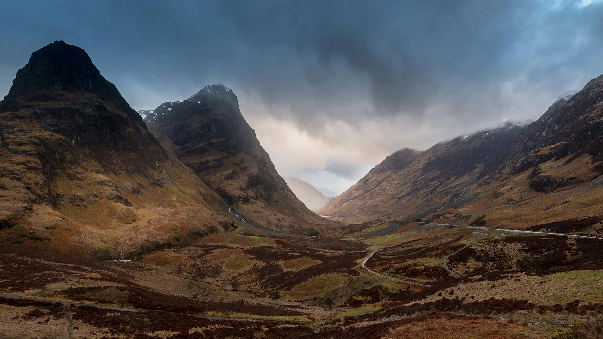 Dramatic mountain peaks in Glencoe, Scotland
