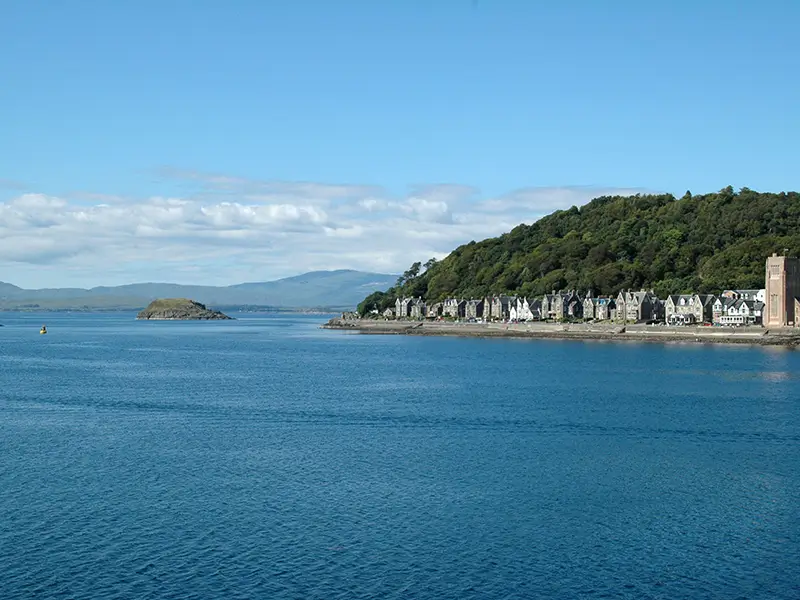 Scenic coastal view of Oban and the Firth of Lorn