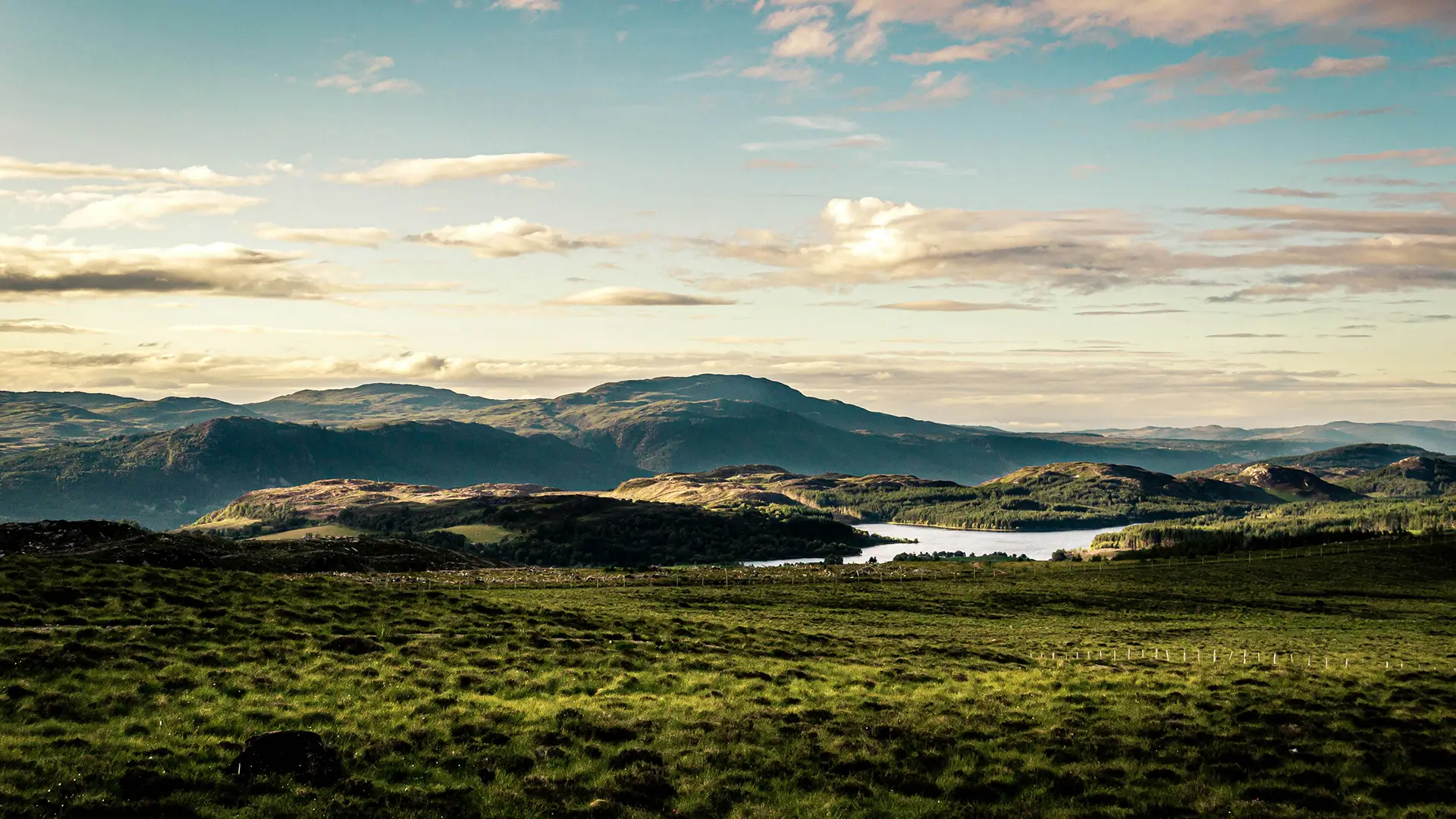 Panoramic view across Loch Ness in the Scottish Highlands