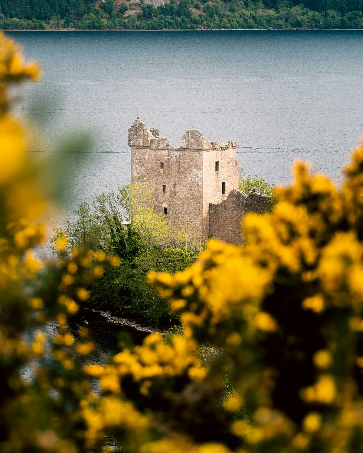 Urquhart Castle overlooking Loch Ness in Scotland