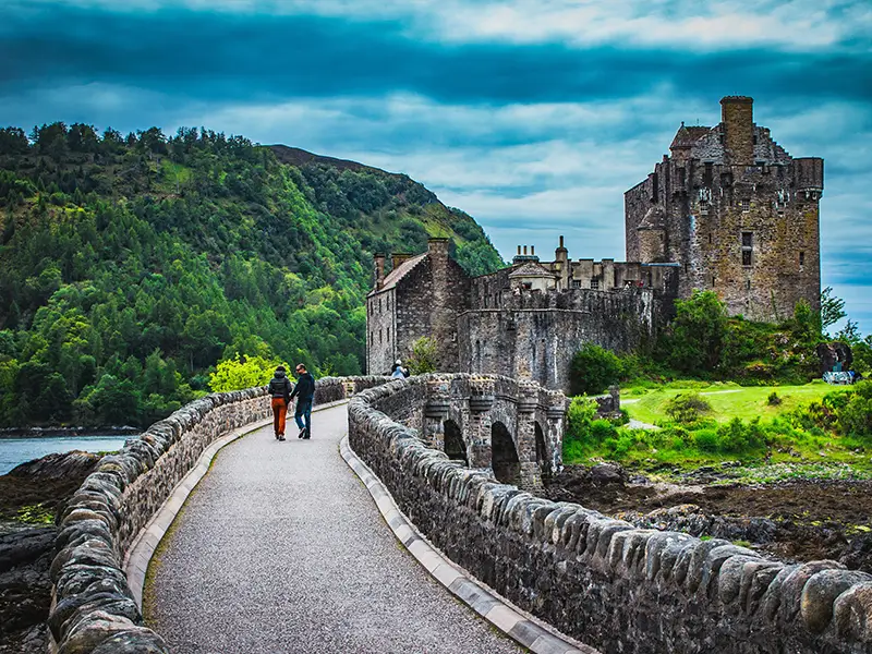 Historic castle and countryside near Loch Ness in the Scottish Highlands