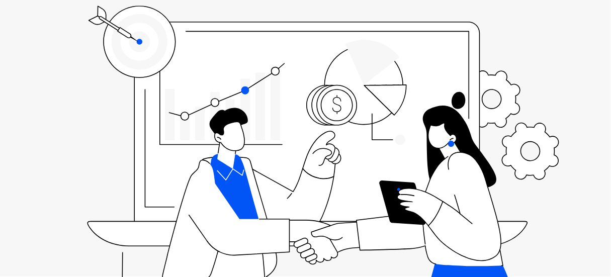 An illustration of successful business partners
