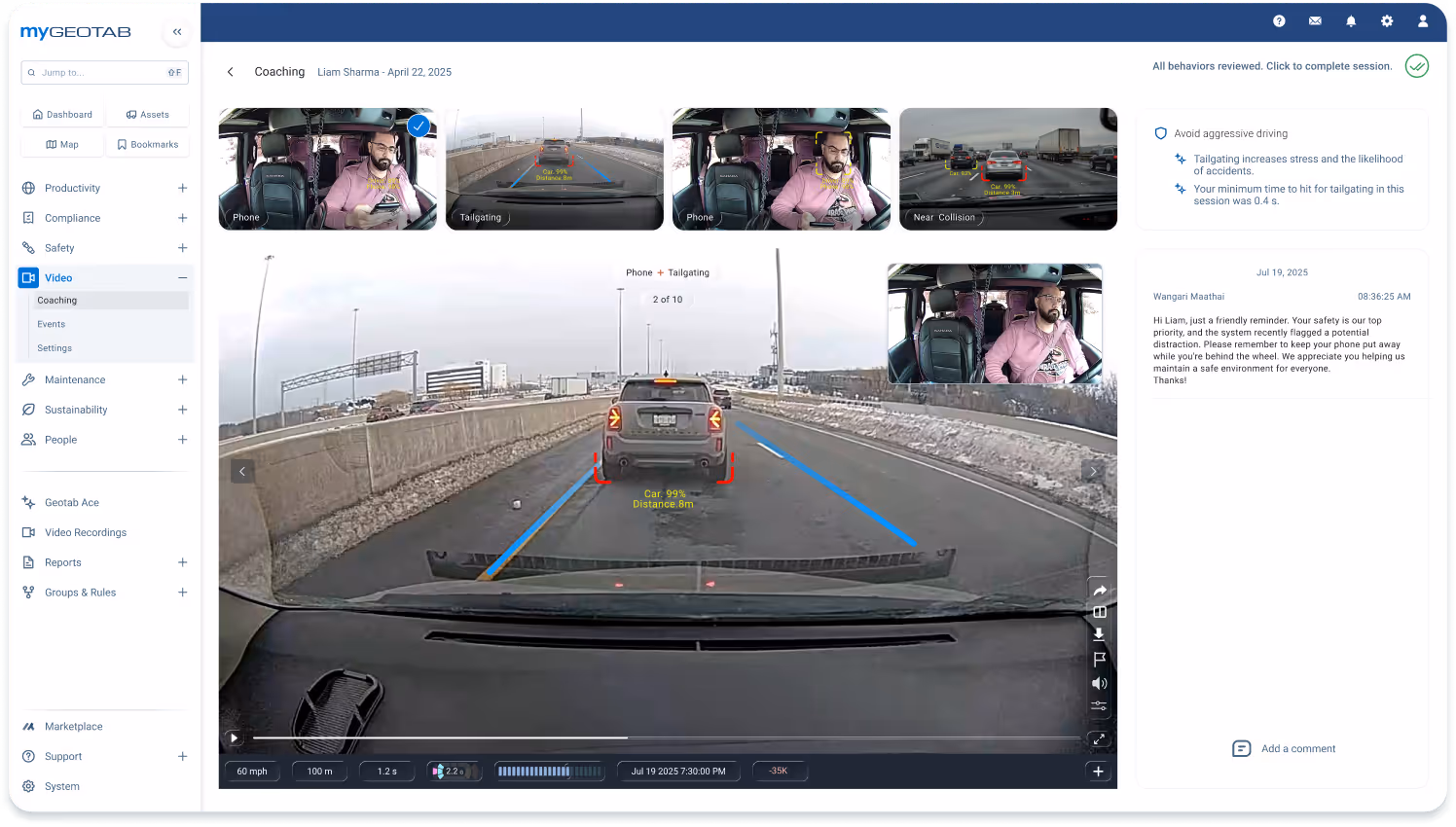 Geotab go focus plus dashboard