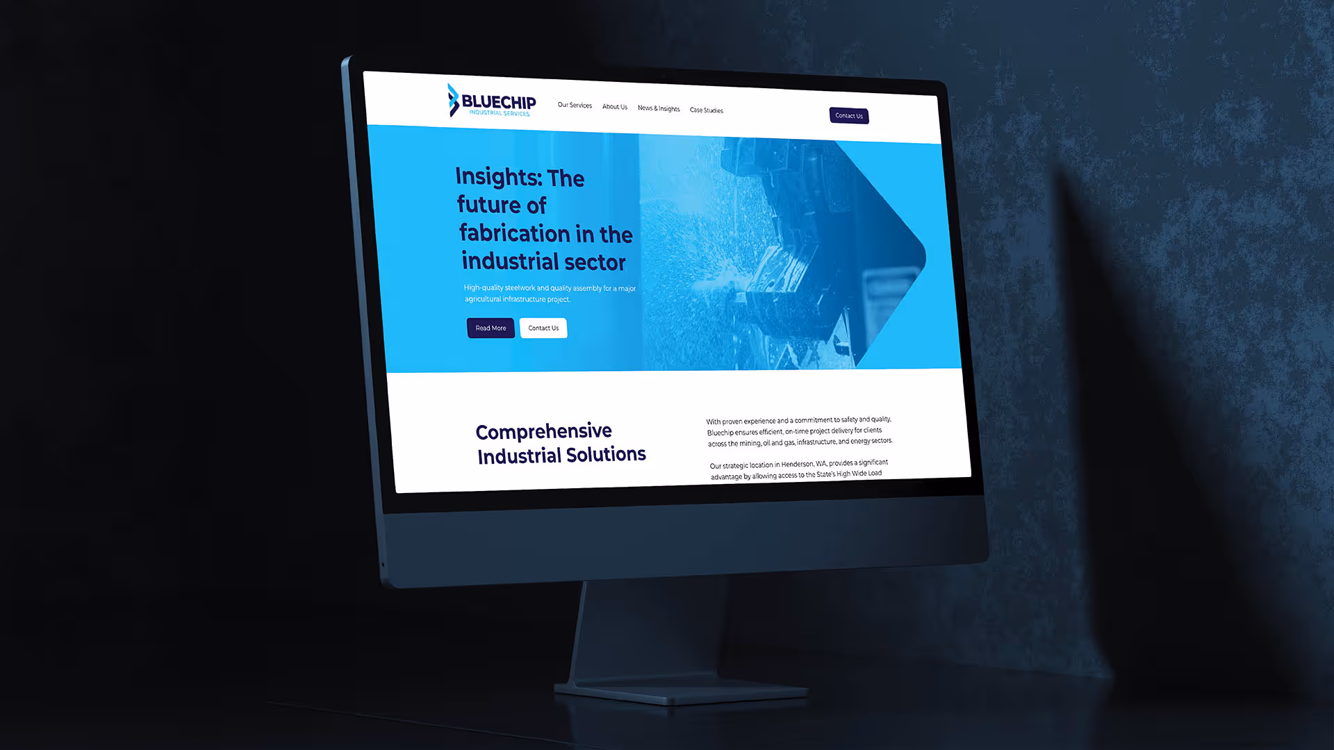 Industrial Company Website Homepage on Screen