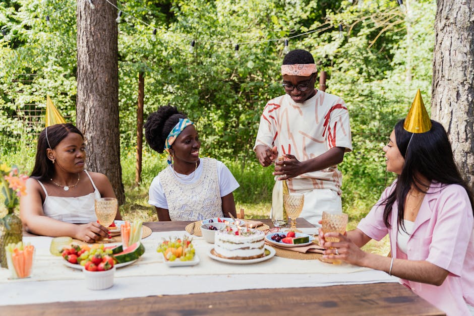 happy guests enjoying taco catering at an outdoor event - taco catering near me