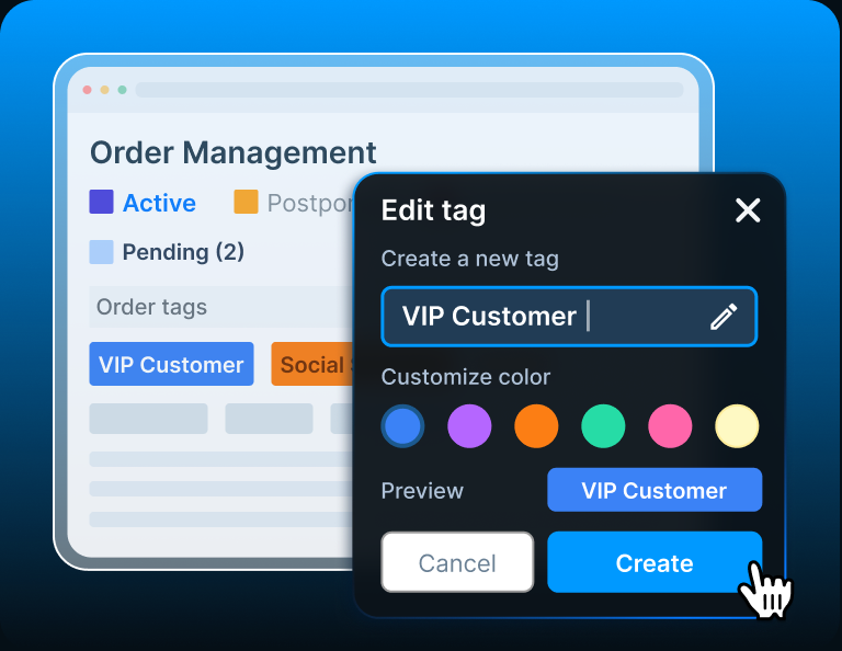 Creating a color-coded tag for orders