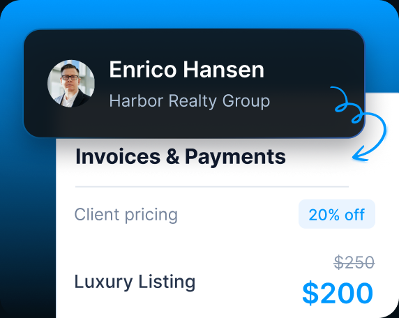 Client pricing and preferences attached to an order