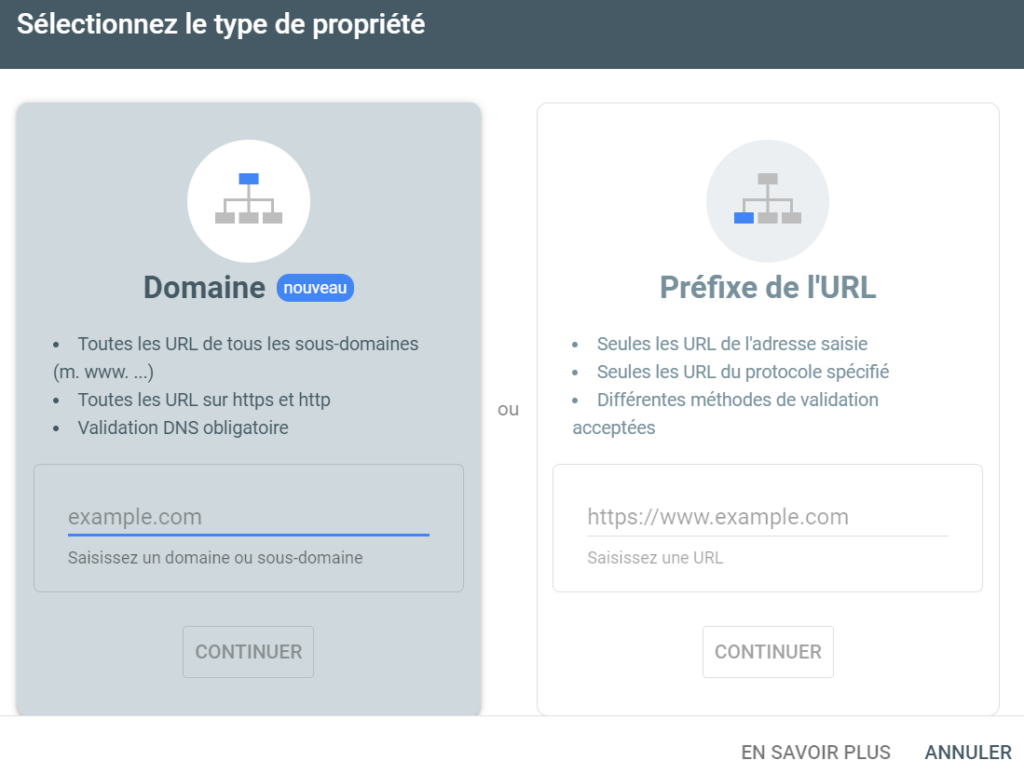 Validation propriété Google Search Console