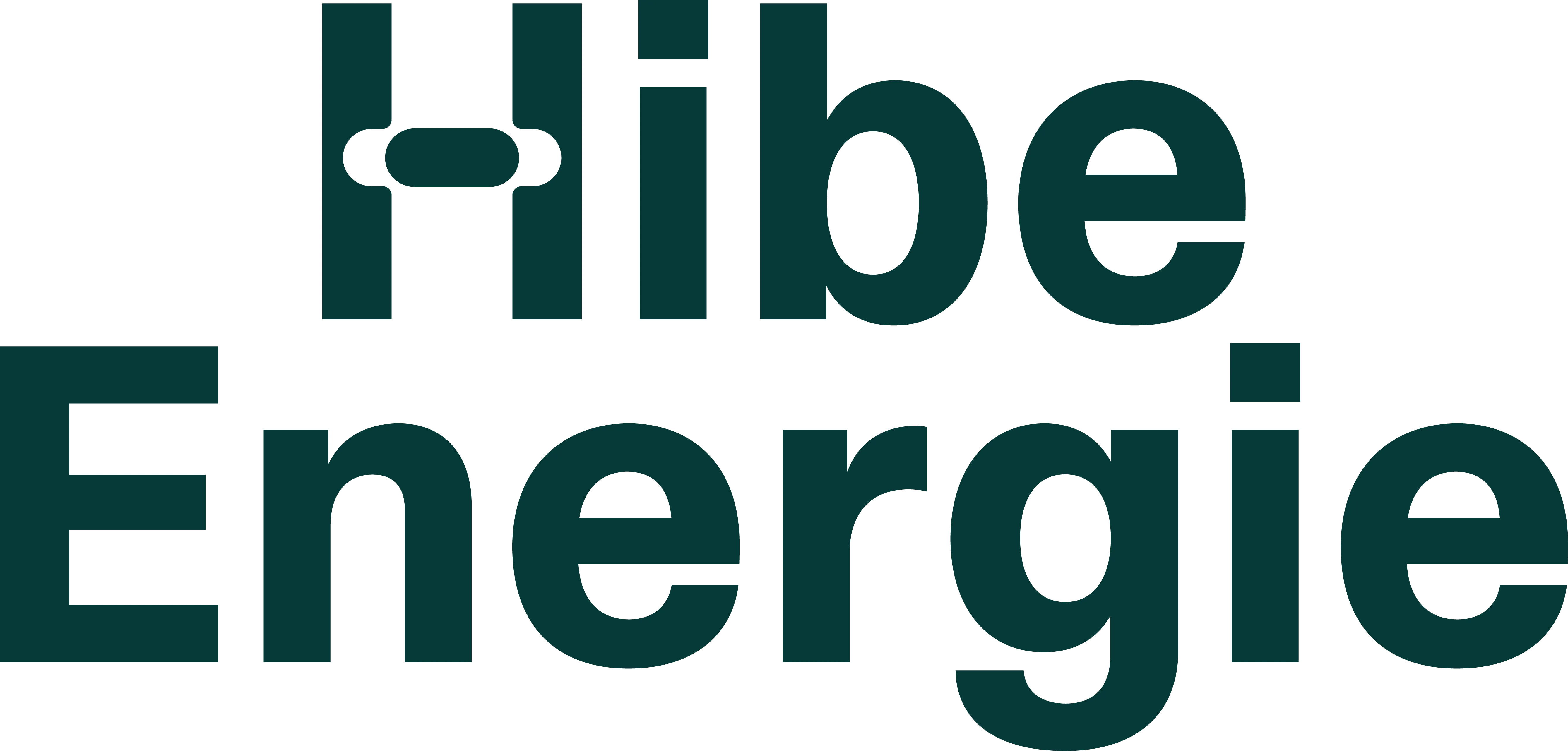 Hibe Energie logo with stylized text and a horizontal oval shape integrated into the letter H.