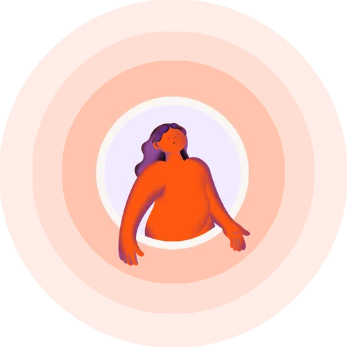 Illustration of a woman with obesity class 2 to 3 inside a ring
