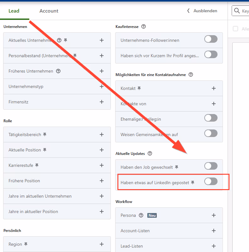Sales Navigator Filter