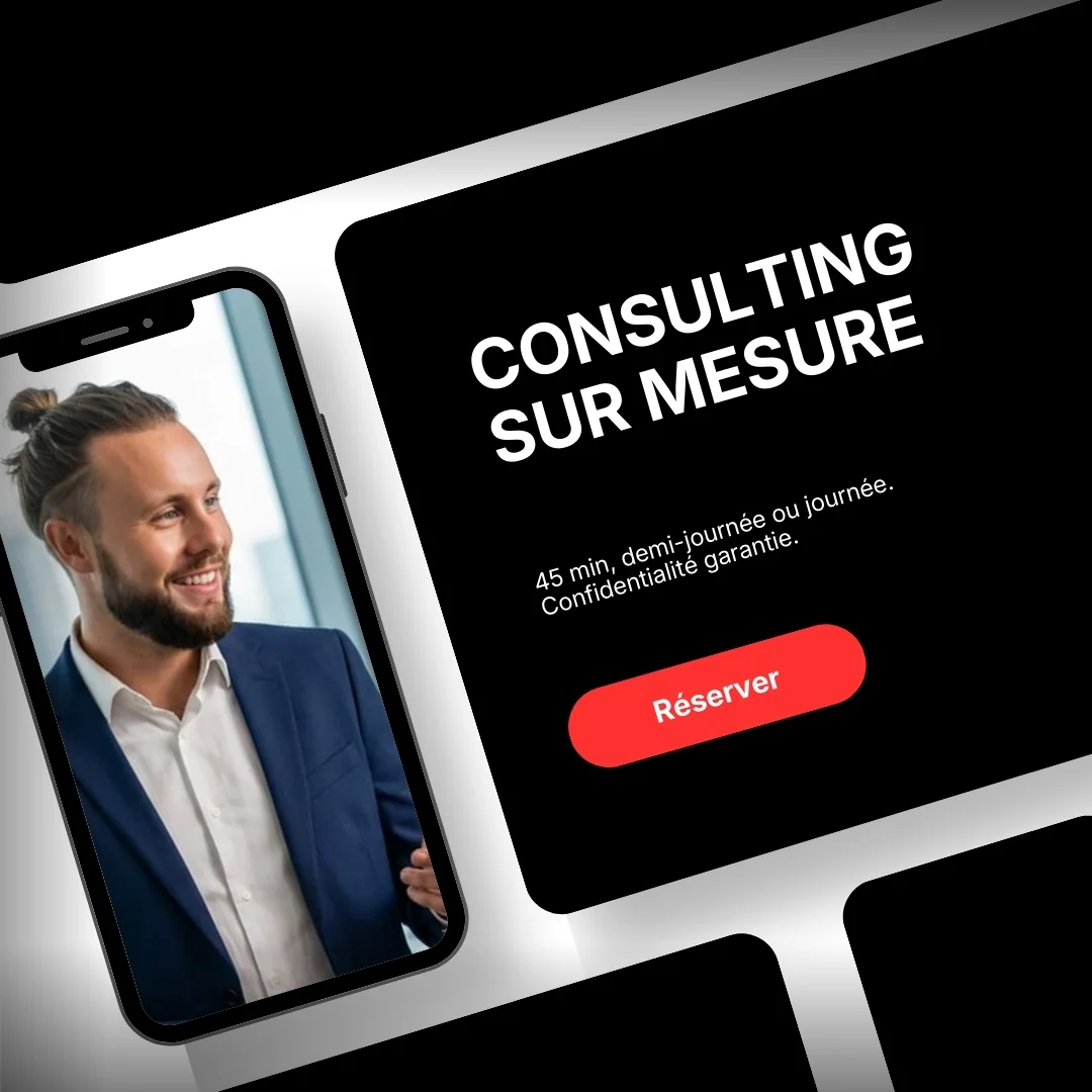 Visuel de Mike Dejardin présentant son offre de consulting sur mesure pour entrepreneurs
