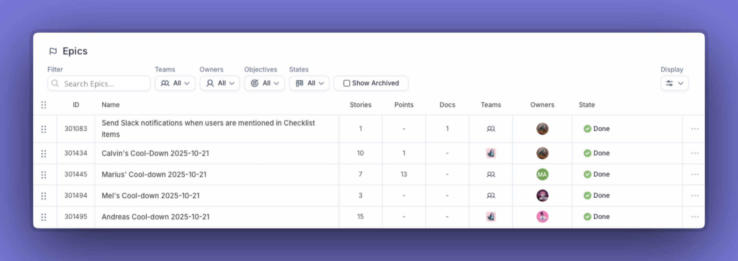 Filter label detail pages