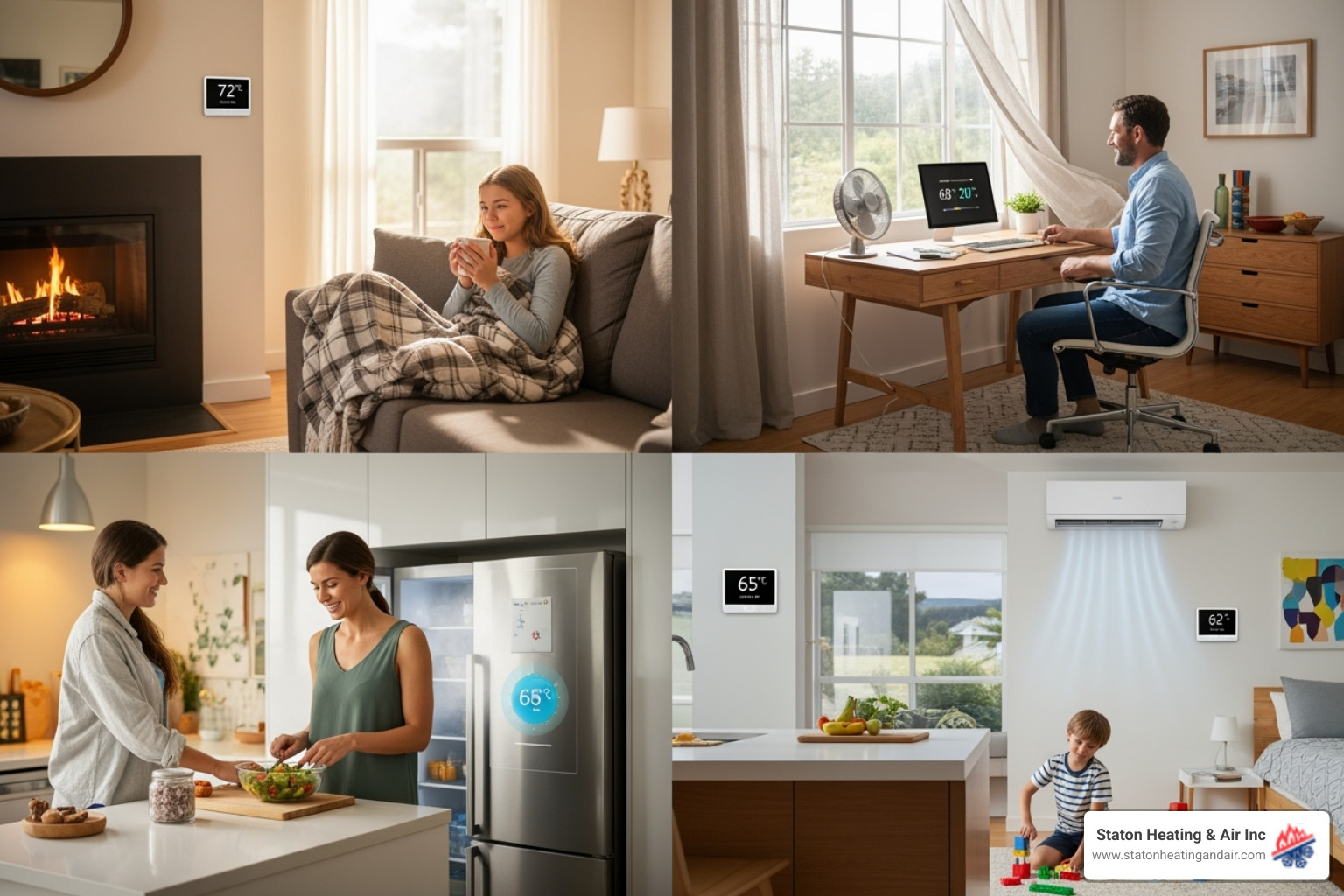 family enjoying personalized comfort in different rooms of their home - ductless hvac units alpharetta