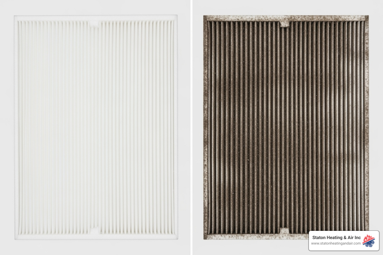 Clean air filter vs. dirty air filter - AC blowing warm air