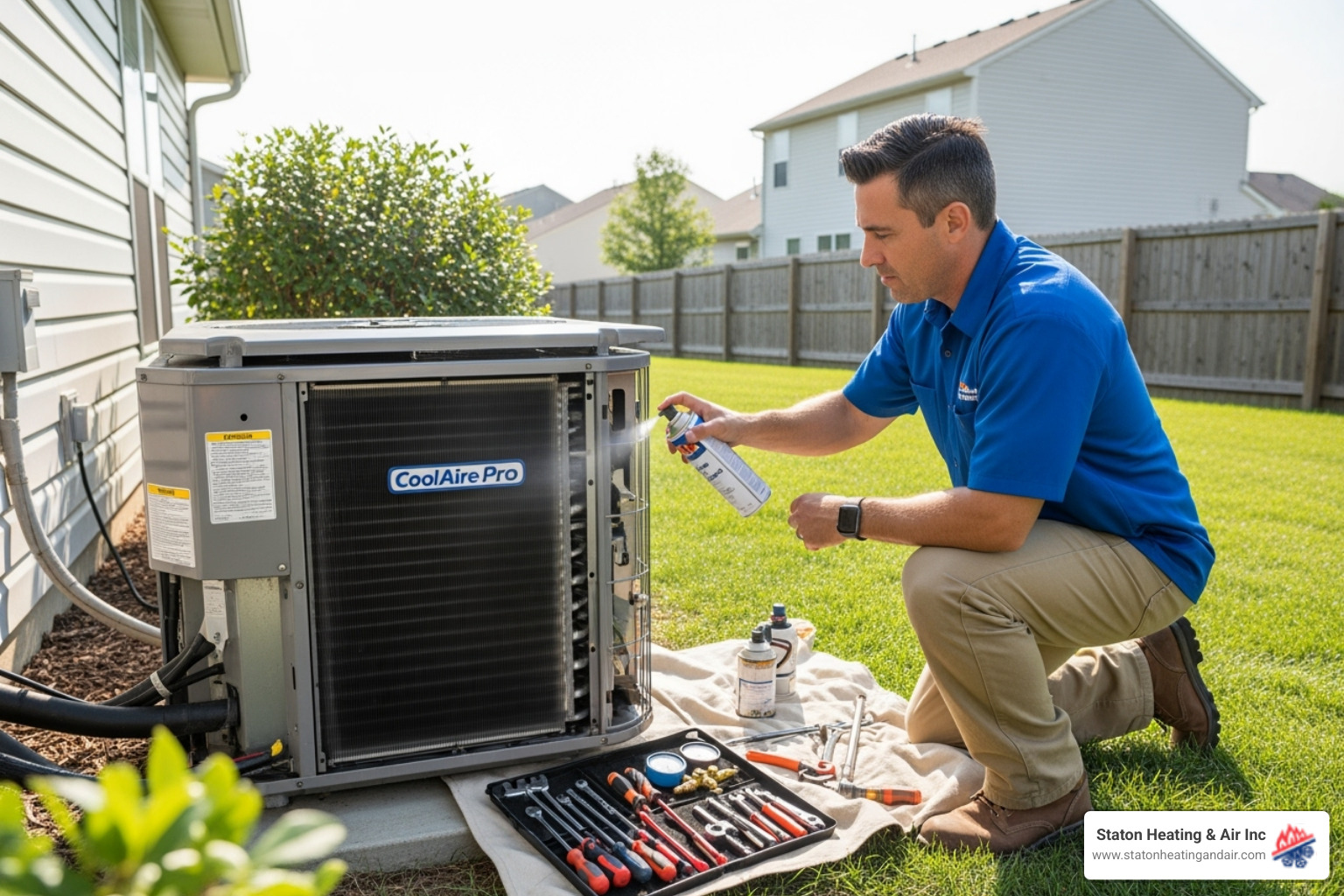 A technician performing routine maintenance on an AC unit - AC installation alpharetta A technician performing routine maintenance on an AC unit - AC installation alpharetta