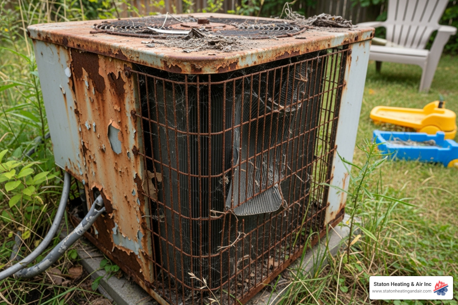 old, rusty HVAC unit - hvac system installation alpharetta ga