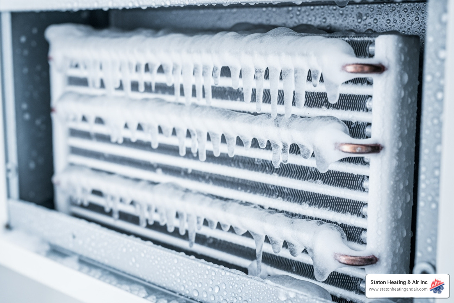 frozen evaporator coil on an indoor AC unit - AC unit making noise