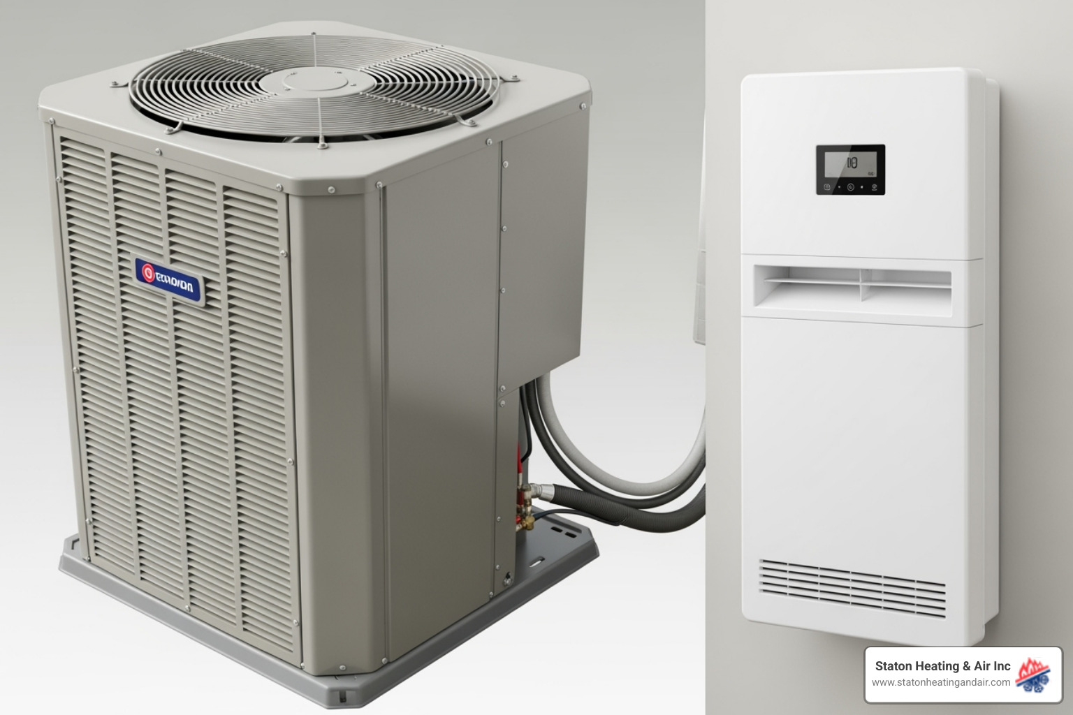 different AC system types like a central unit and a ductless mini-split - air conditioning installation cumming ga