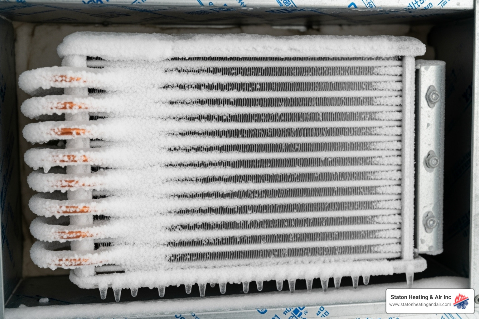 Iced-over AC evaporator coil - ac repair alpharetta ga