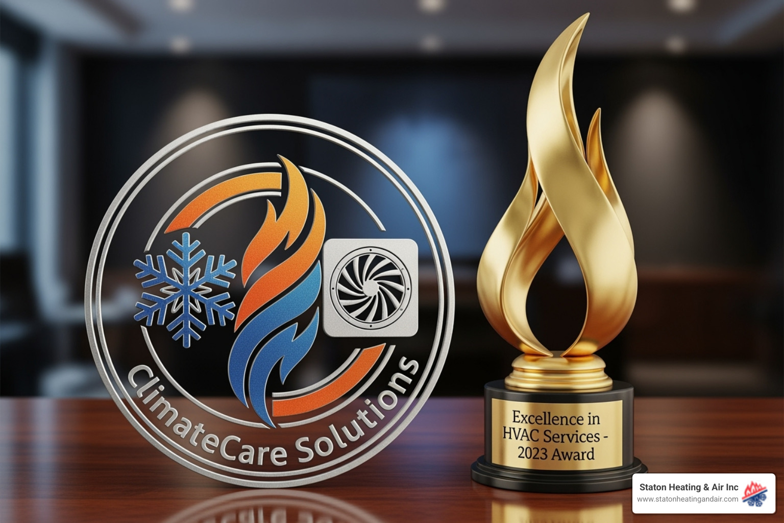 Staton Heating & Air logo with their "Best of Cumming" award - furnace repair alpharetta