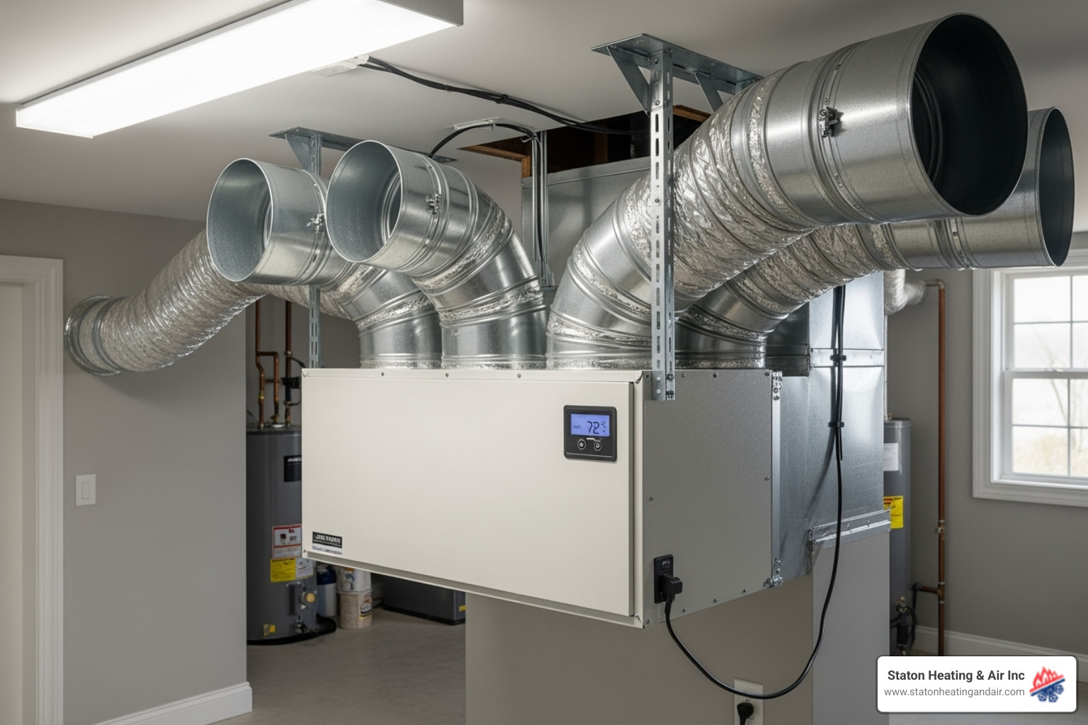 different ventilation components like an ERV unit and ductwork - ventilation installation peachtree corners