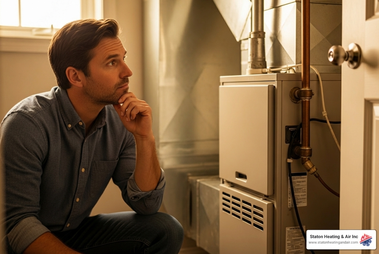 Infographic showing the top 5 signs it's time for a new heating system in Buford, GA: system age over 15 years, frequent repair calls, rising energy bills, inconsistent room temperatures, and strange noises or odors from the unit - residential heating installation in buford, ga Infographic showing the top 5 signs it's time for a new heating system in Buford, GA: system age over 15 years, frequent repair calls, rising energy bills, inconsistent room temperatures, and strange noises or odors from the unit - residential heating installation in buford, ga