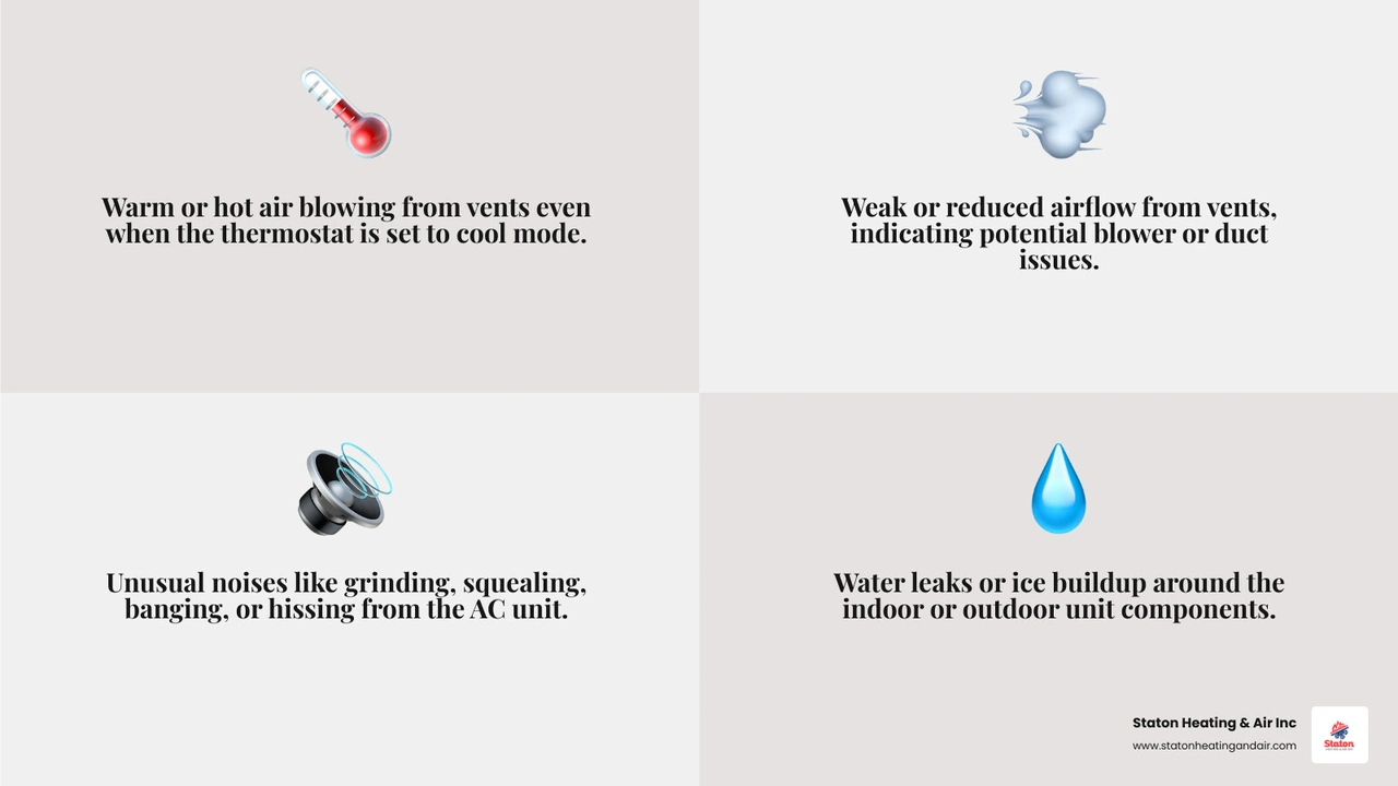 Infographic showing 7 warning signs your AC needs repair with icons for each sign - signs your ac needs repair infographic Infographic showing 7 warning signs your AC needs repair with icons for each sign - signs your ac needs repair infographic