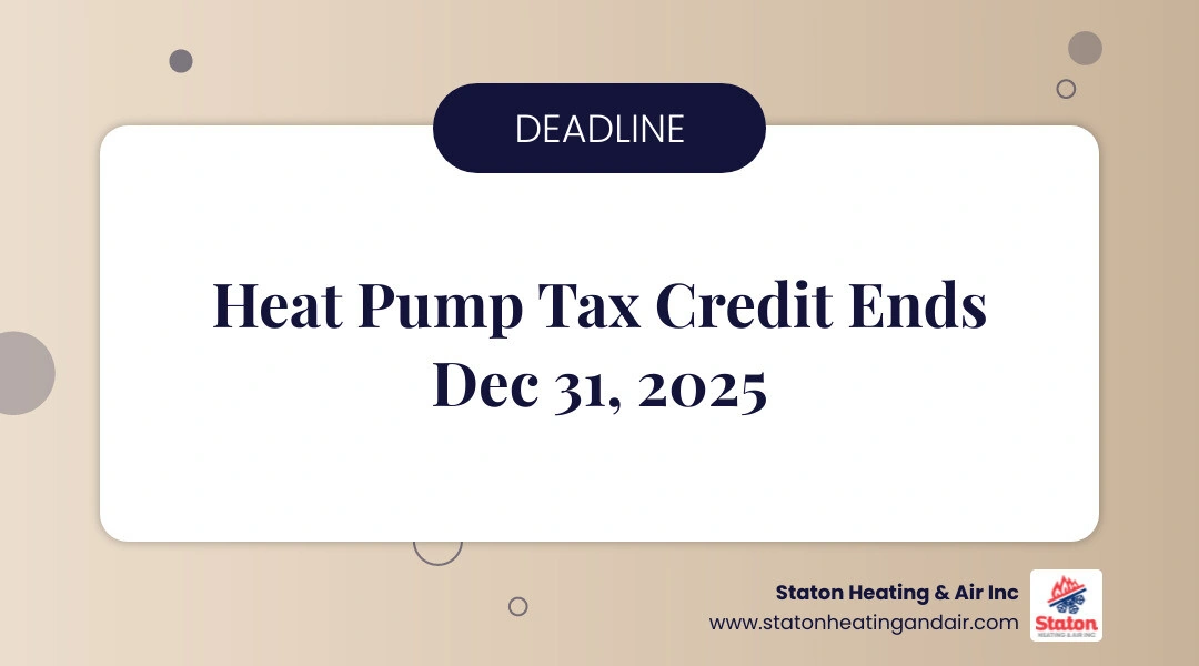 Infographic showing federal heat pump tax credit amounts, eligibility, deadlines, and how to claim using IRS Form 5695