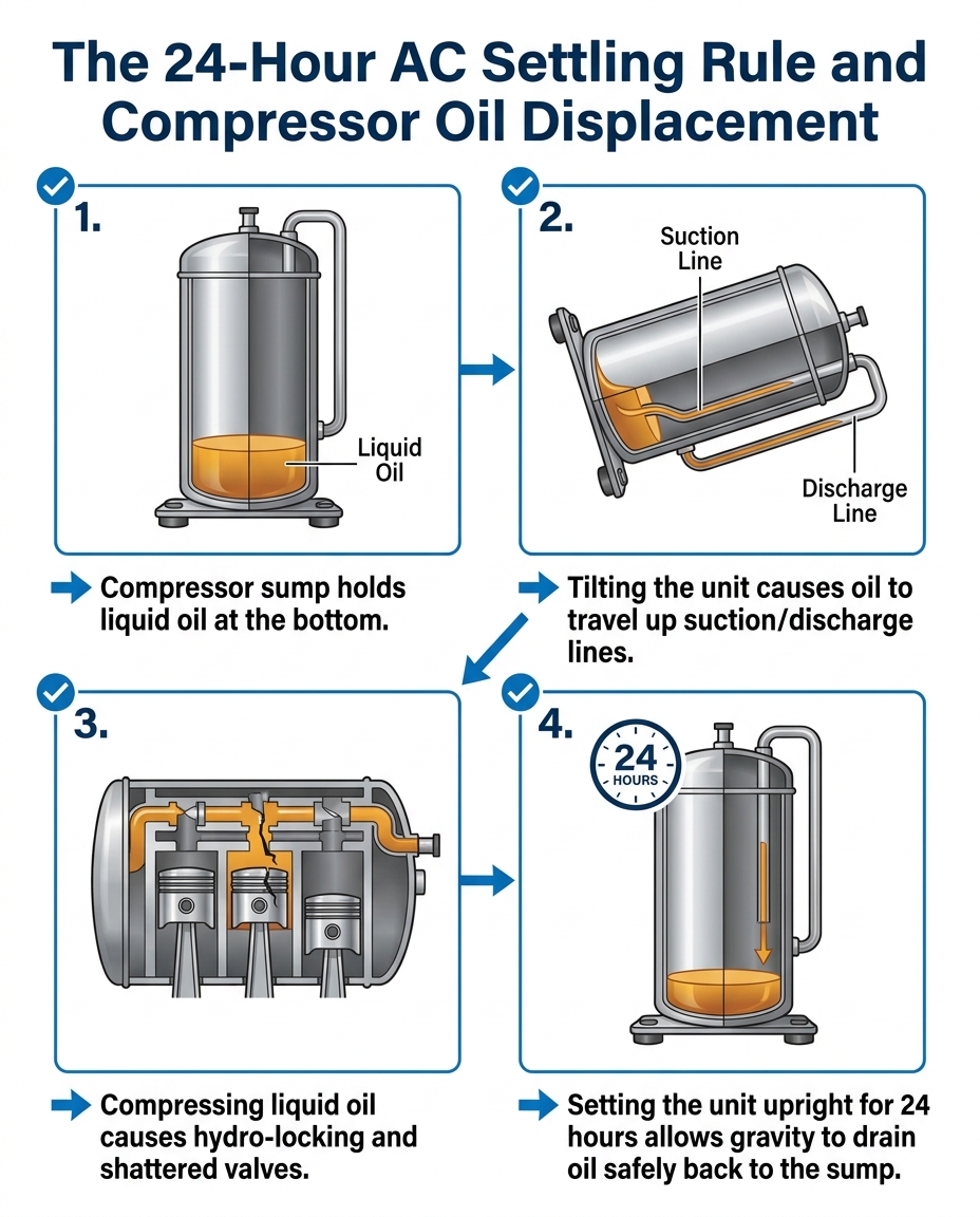 The 24-Hour AC Settling Rule and Compressor Oil Displacement